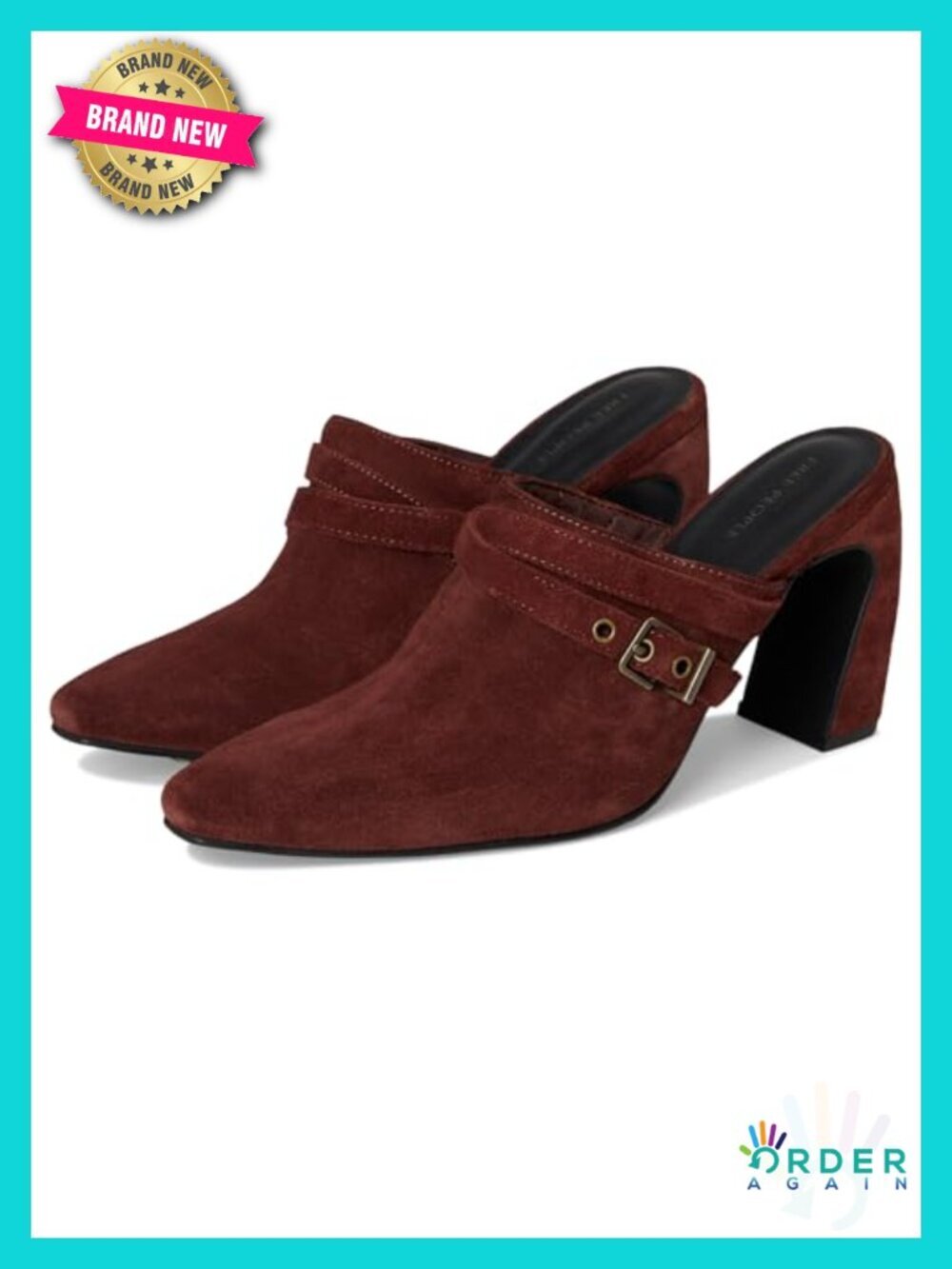Leather Heeled Mules - Block Heel, Slip-On, Snip Toe